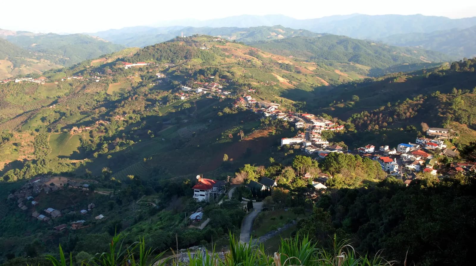 The eastern end of Mae Salong spread along a forested ridge